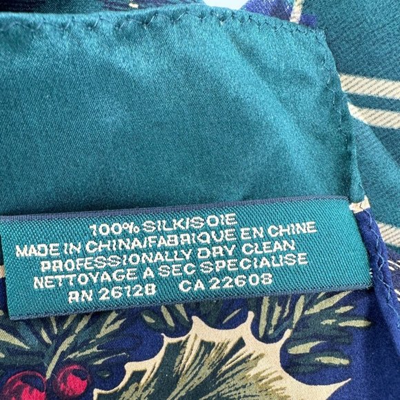 Lauren Ralph Lauren Silk Green Plaid Floral Scarf - Picture 4 of 5